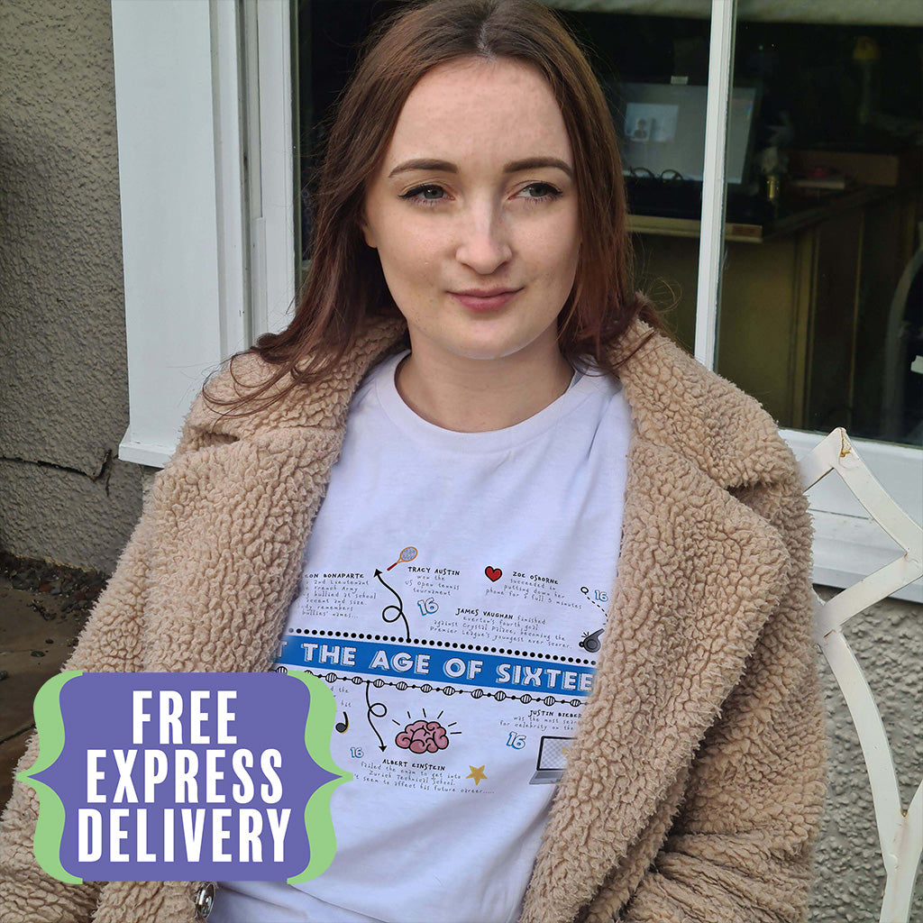 Personalised 16th birthday gift t-shirt