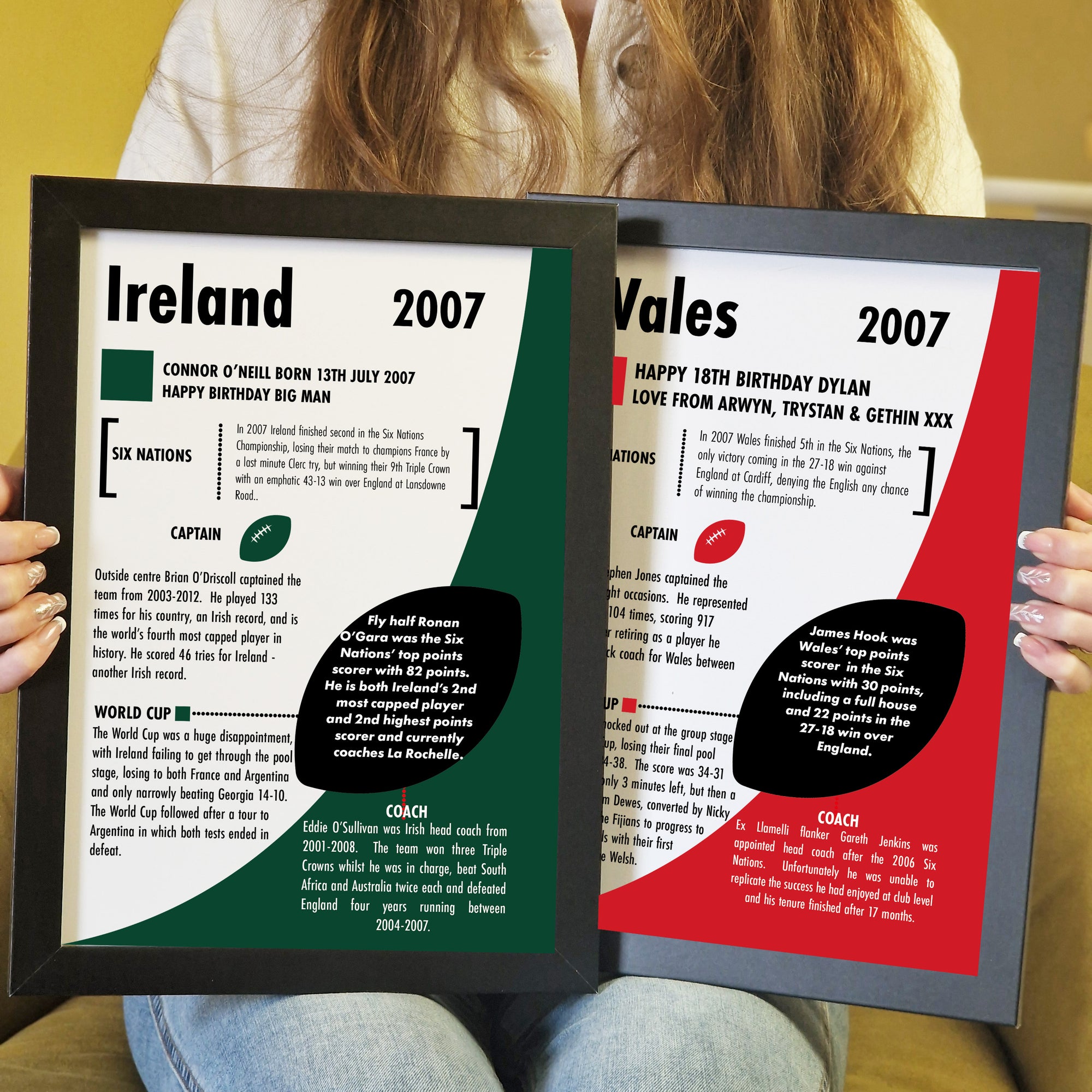 Personalised 18th birthday gift rugby print 