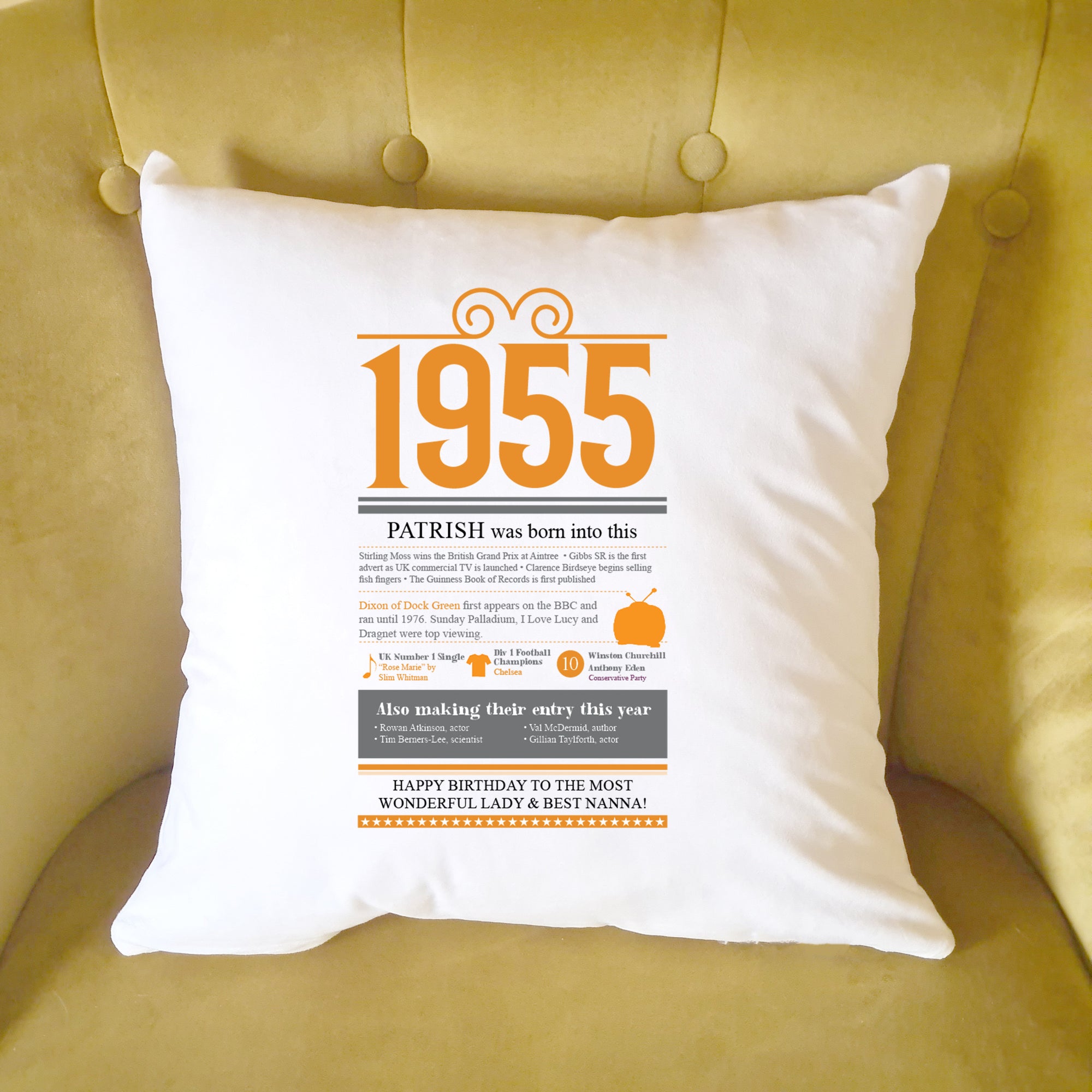 Personalised 70th birthday gift cushion