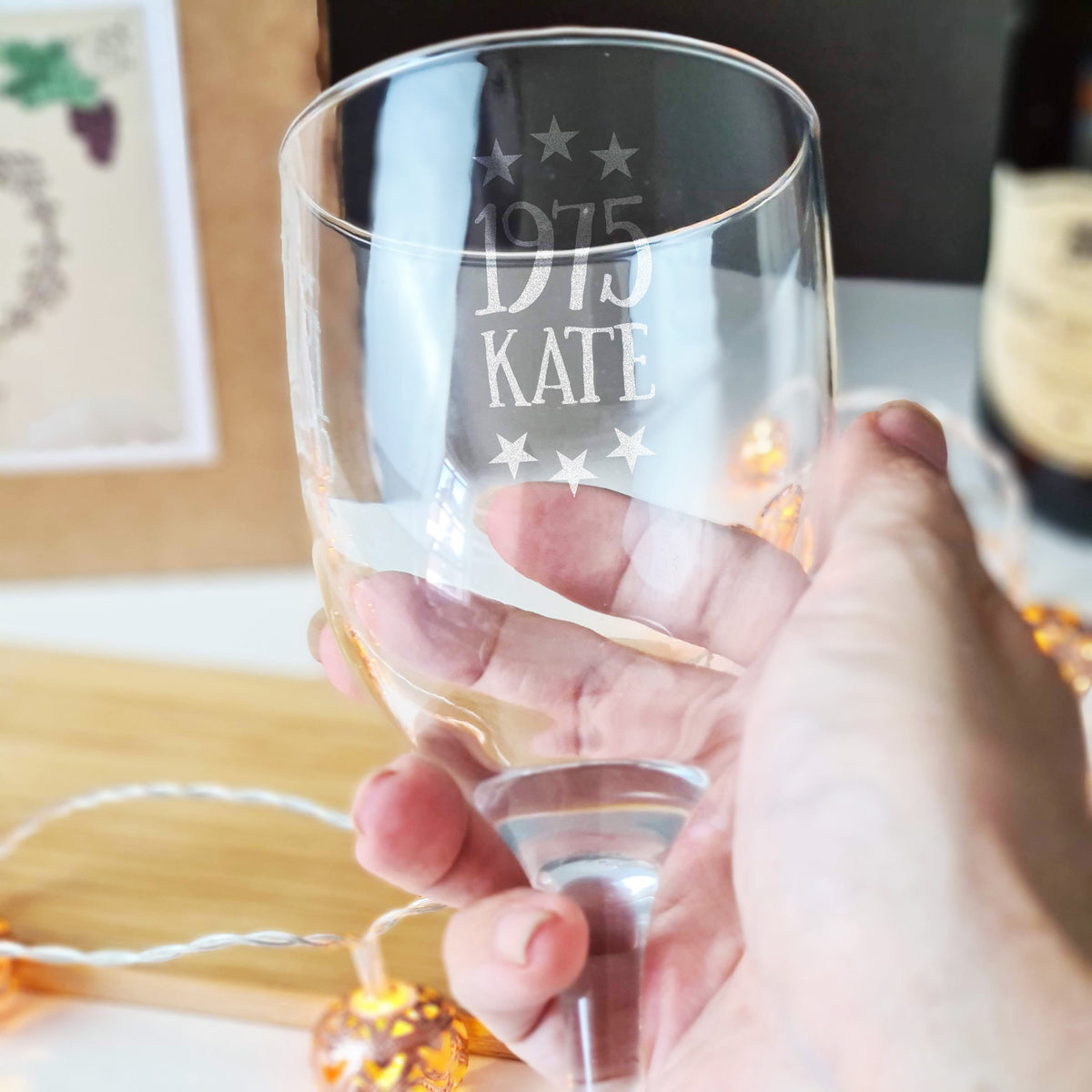 Personalised 50th birthday wine glass 