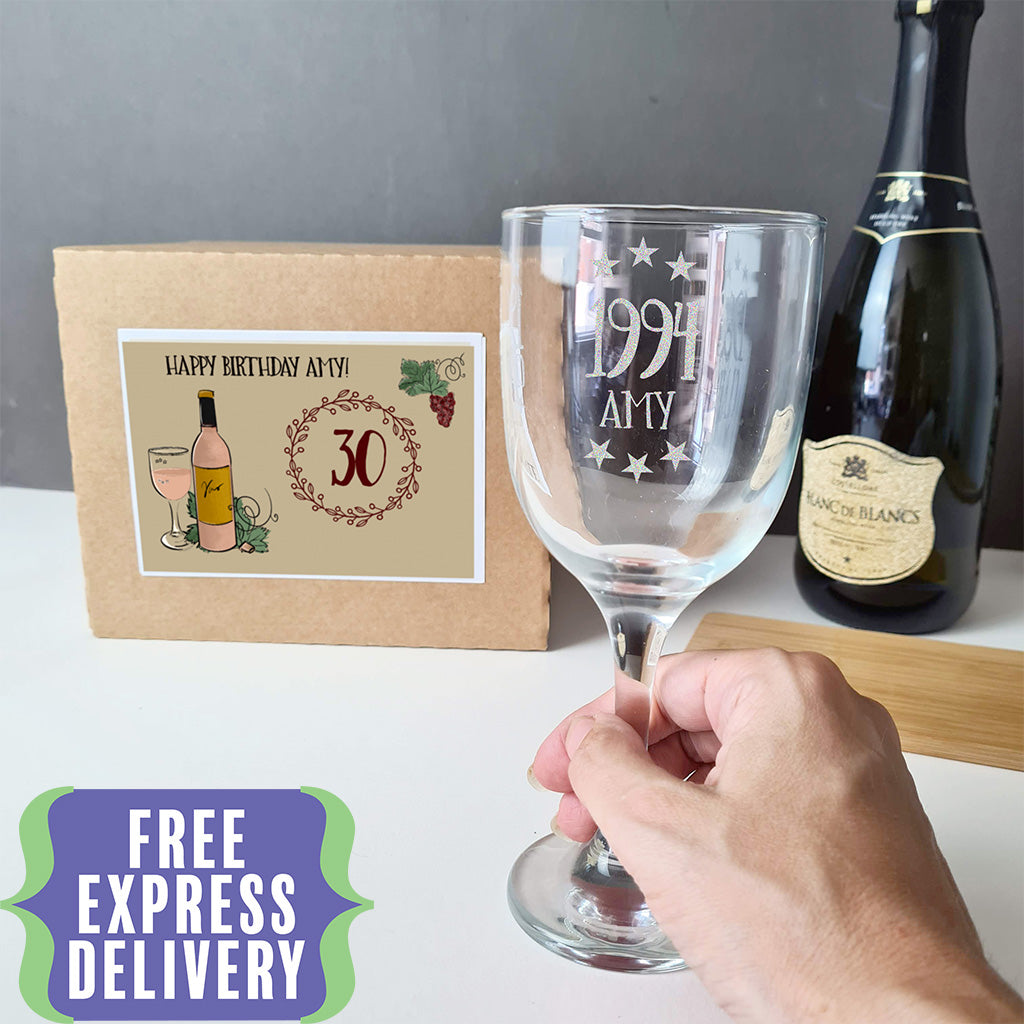 Personalised 30th Birthday Engraved Wine Glass Gift