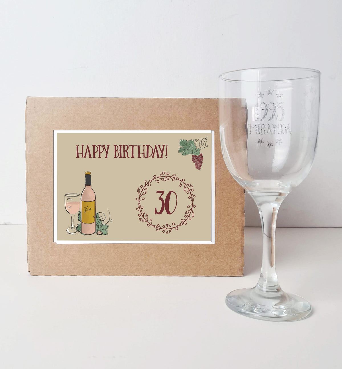 Personalised 30th birthday wine glass