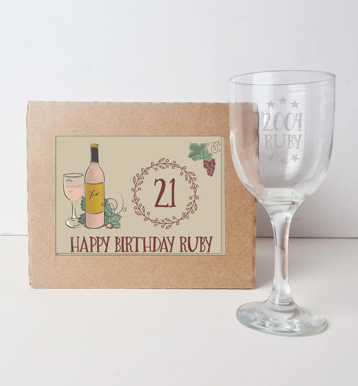 21st birthday wine glass gift