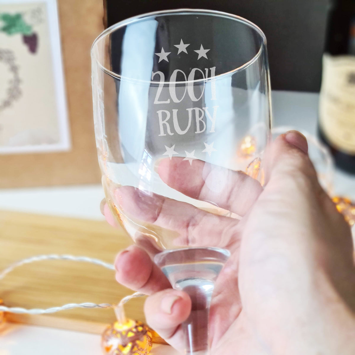 Personalised 21st birthday wine glass gift