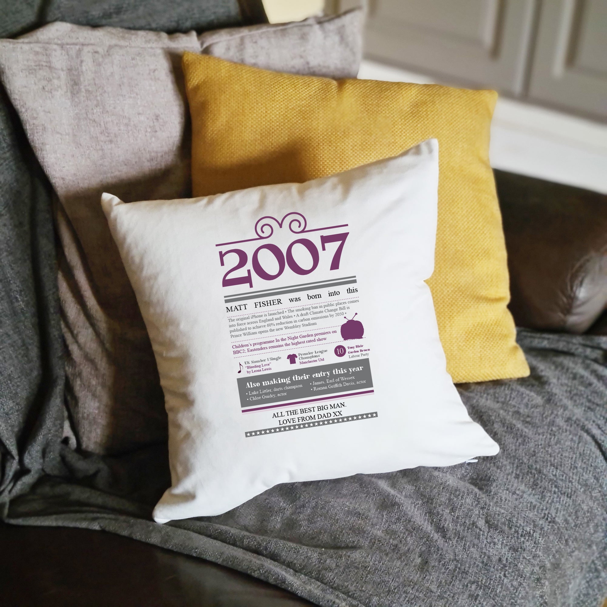 Personalised 18th birthday gift cushion