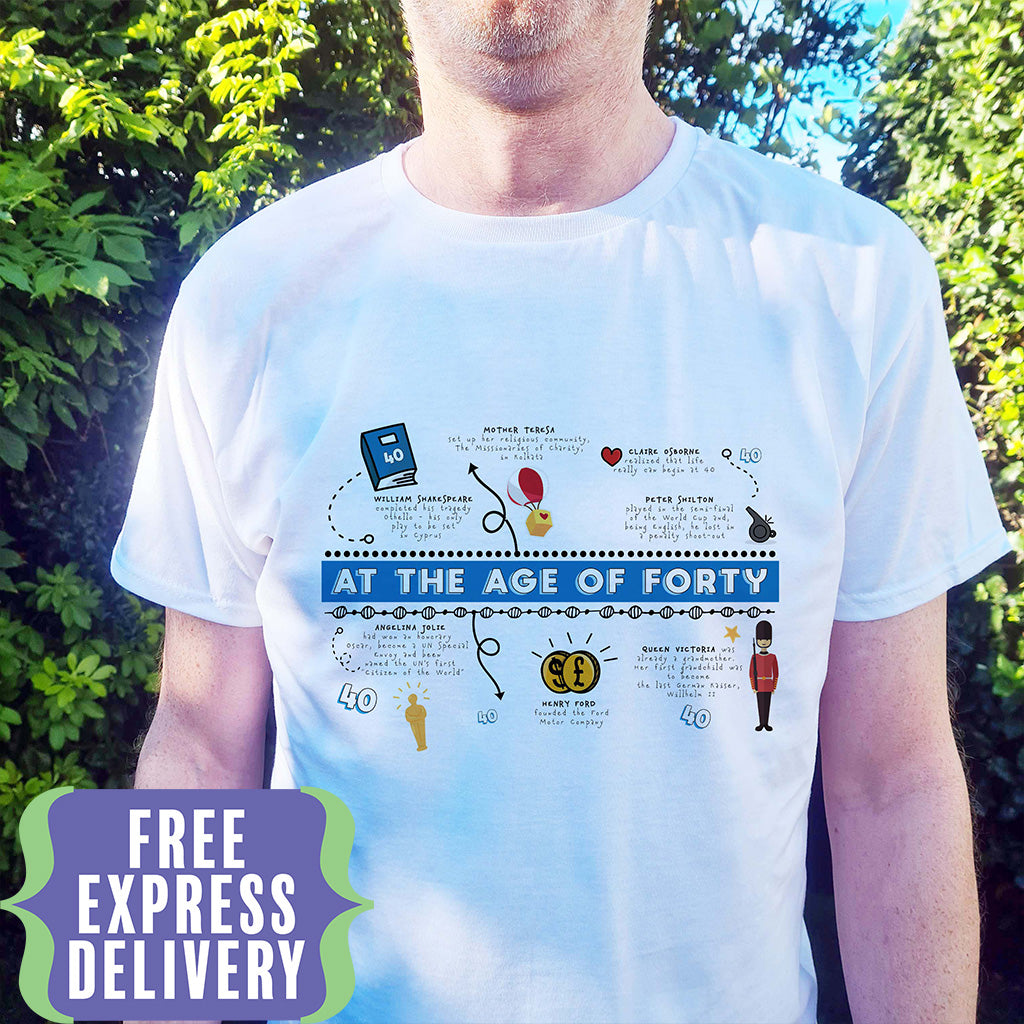 Personalised 40th birthday gift t-shirt