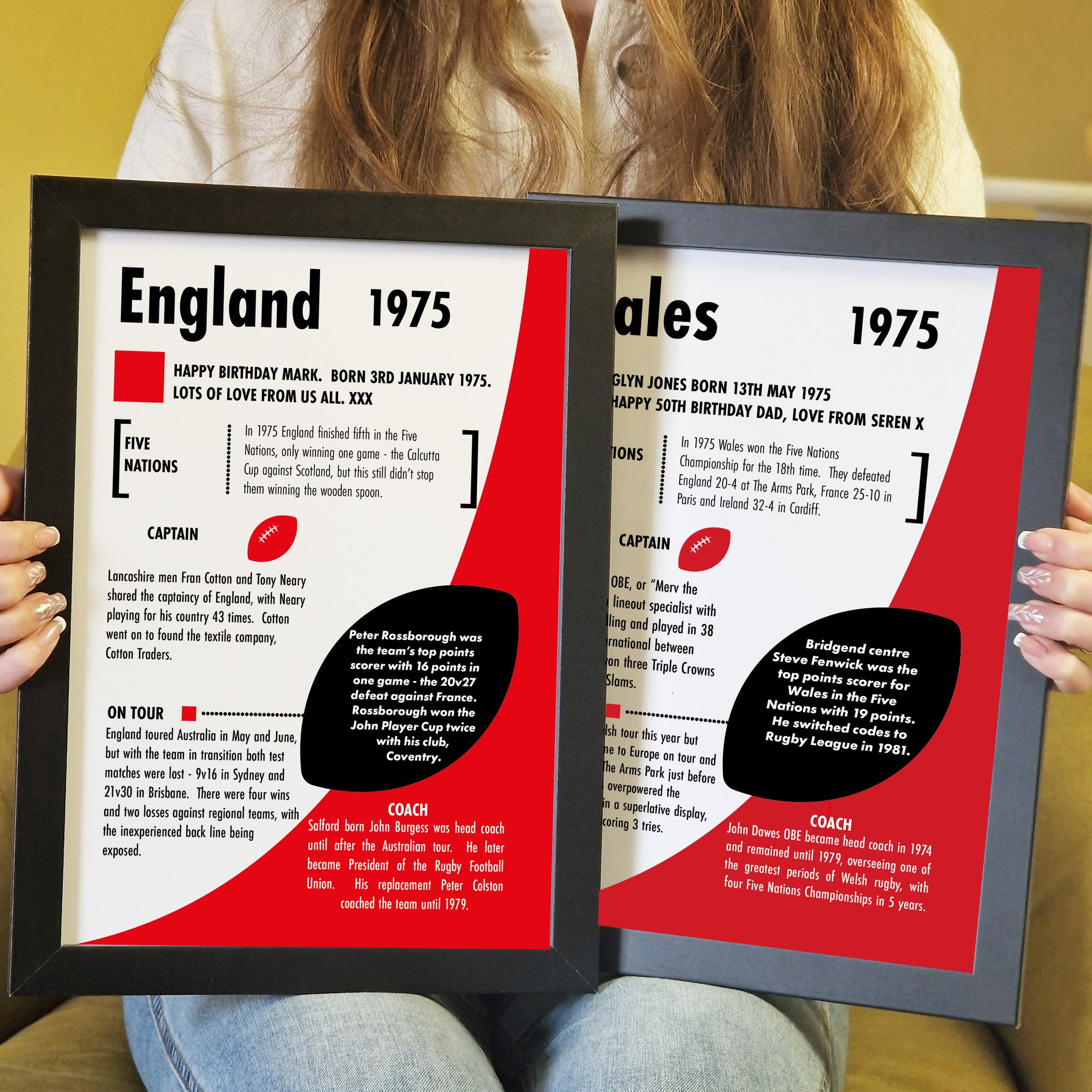 Personalised 50th birthday gift print for rugby fan