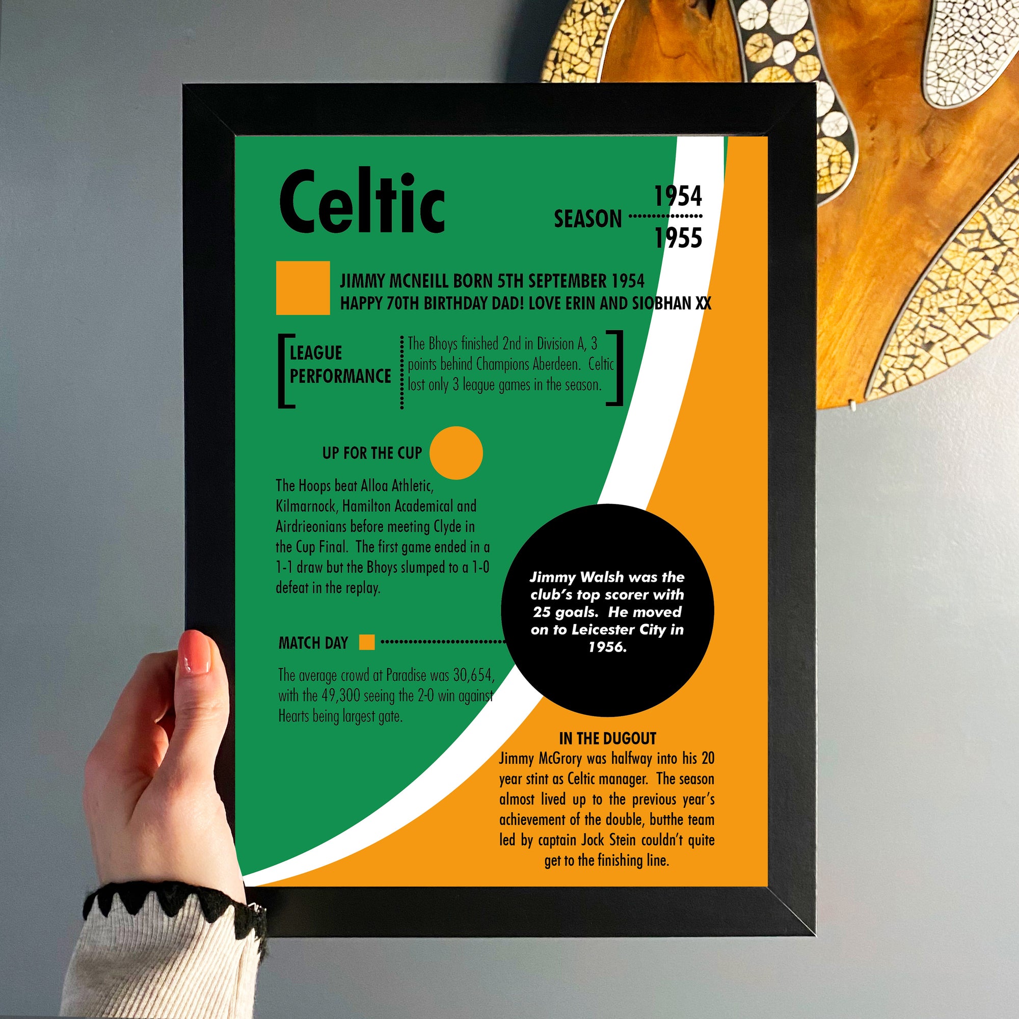 Personalised Celtic FC print birthday gift