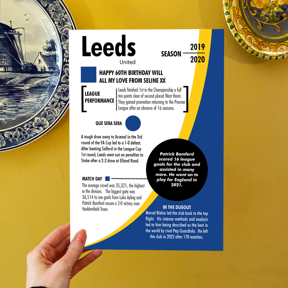 Personalised Leeds United Season Print LUFC Football Gift - Afewhometruths