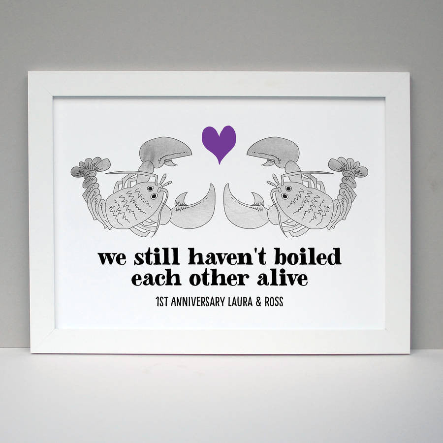 1st Anniversary Lobster Personalised Print - Afewhometruths
