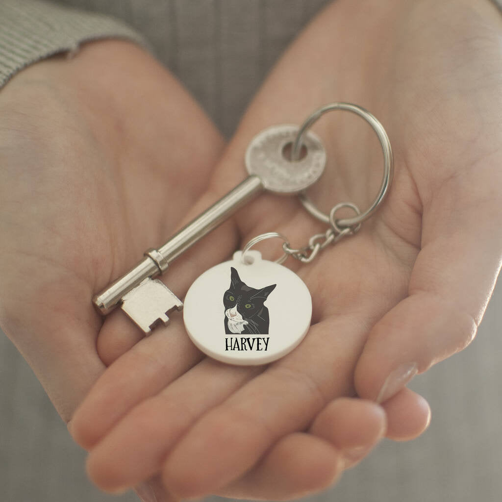 Cat Lover Gift Personalised Cat Keyring