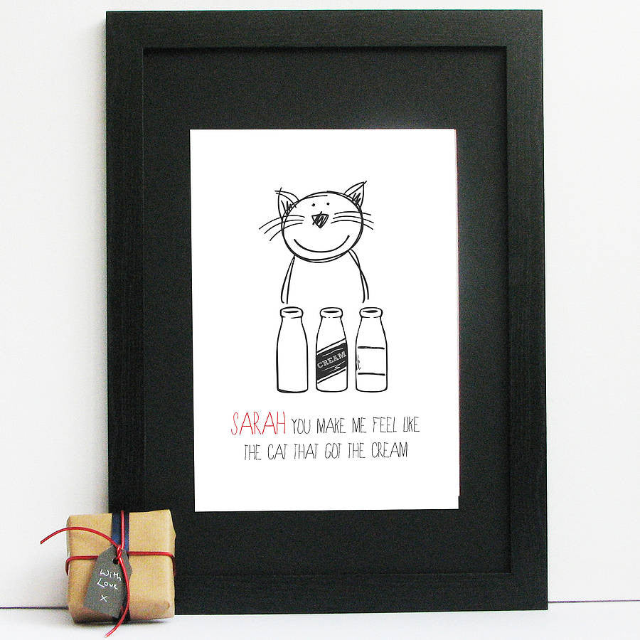 &#39;Cat That Got The Cream&#39; Valentine Print - Afewhometruths