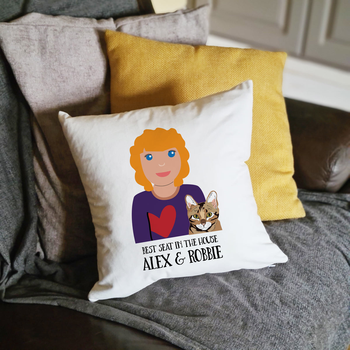 cat lady cushion