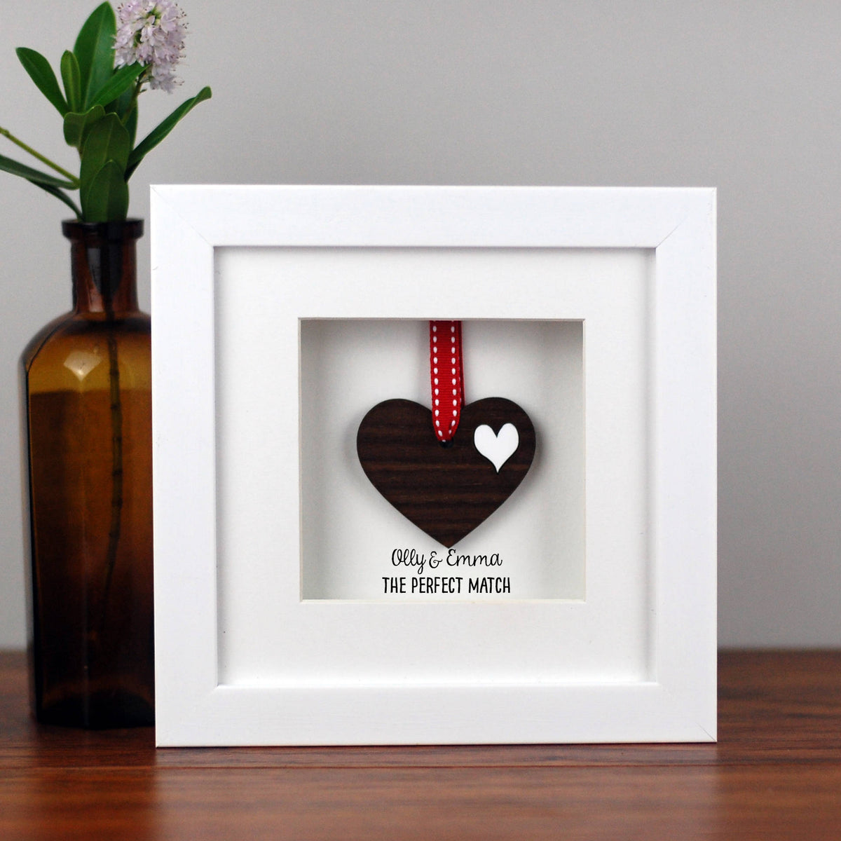 Personalised Double Walnut Wooden Heart Frame - Afewhometruths