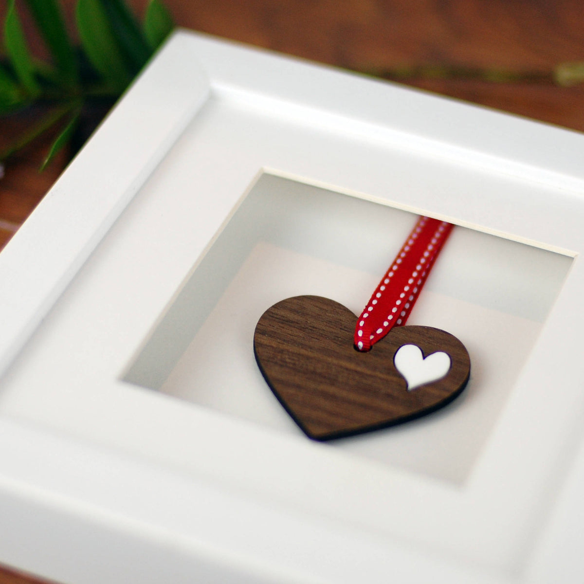 Personalised Double Walnut Wooden Heart Frame - Afewhometruths