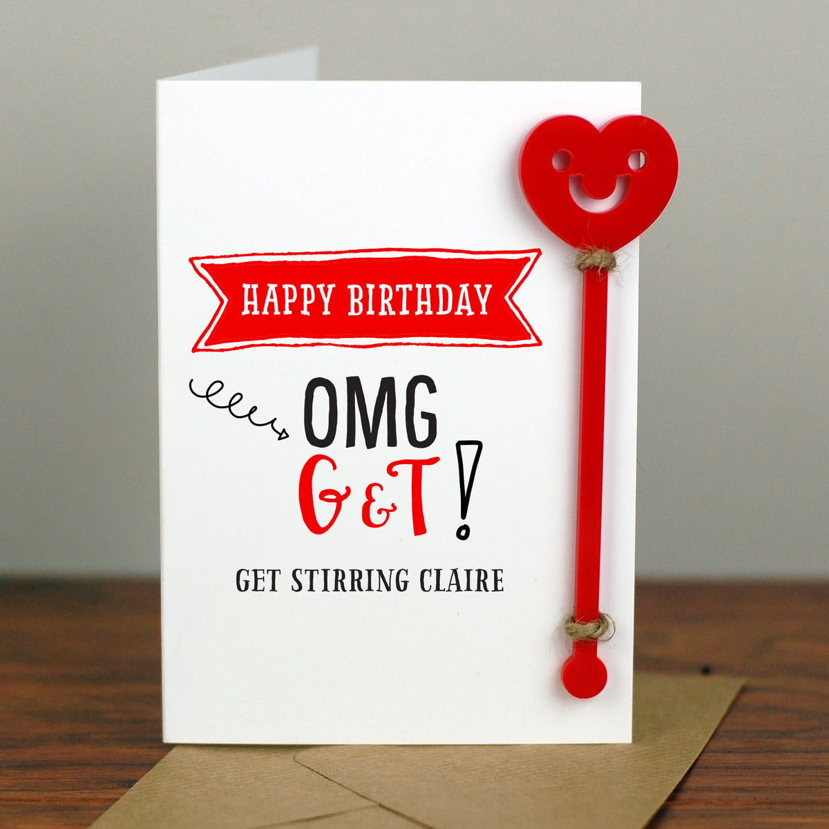 Gin &amp; Tonic Cocktail Birthday Card With Cocktail Stirrer - Afewhometruths