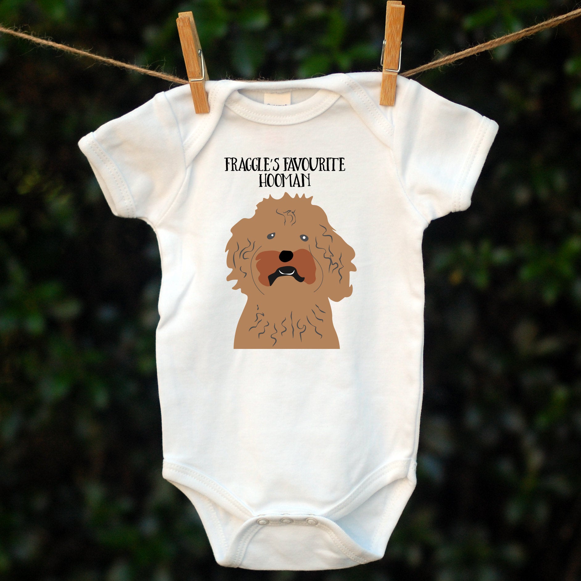 Personalised Babygrow Dog's Favourite Human, - Pre-drawn or Photo Upload - Afewhometruths